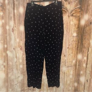 LIZ CLAIBORNE black patterned casual flowy waist tie pants size 14